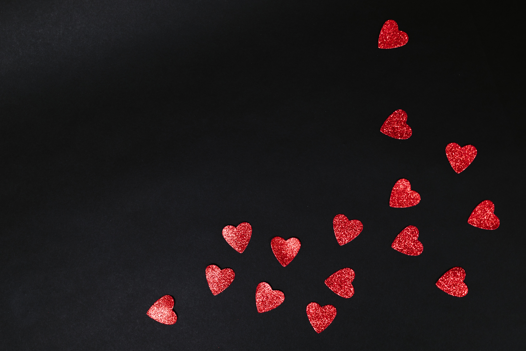 Red Hearts on Black Textile